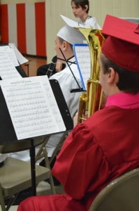 Student musicians played perennial graduation song, "Pomp and Circumstance" as well as "America the Beautiful" and "Smoke on the Water."