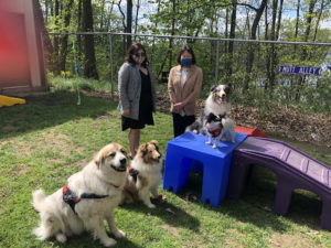 Members of the Provident Bank Foundation attend the opening of the new Paw Park.